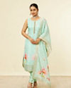 Sea Green Floral Printed Straight Suit
